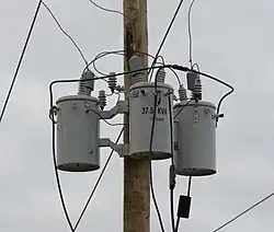 Multiple mono phase transformers on a single pole