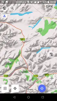 Tourenansicht mit Höhenstrukturen als Schummerung
