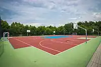 Multi-use Pitch for 2 or more disciplinesleisure=pitchsport=soccer;basketballorsport=multi