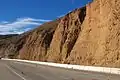 Road cut along Highway One in California, United States