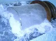 A bulk water pipeline protected by a screen