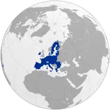 Territory of the European Union. Includes outermost regions. Excludes overseas countries and territories, and the Faroe Islands.