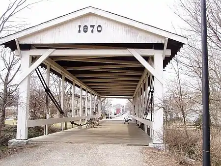 United States (Ohio):name=Germantown Covered Bridgestart_date=1870On the footpath:bridge:name=Germantown Covered Bridge
