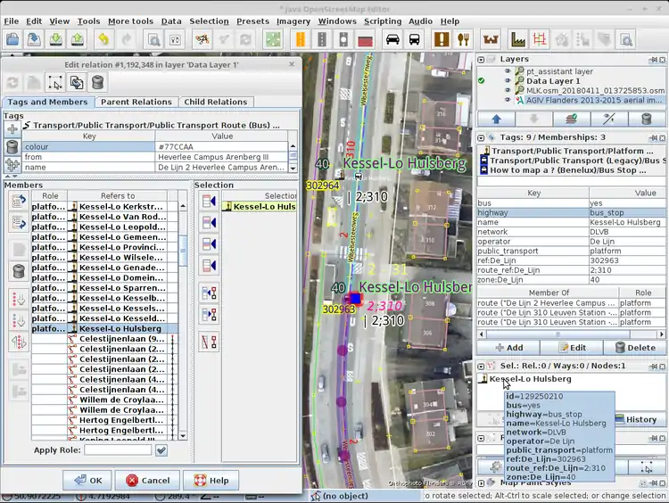 A stop and how it fits in the route relation