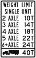 maxweight=10 stmaxweight:hgv:conditional=10 st @ (axles=2); 14 st @ (axles=3); 18 st @ (axles=4); 22 st @ (axles=5); 24 st @ (axles>=6)maxweight:hgv_articulated=40 st(specify unit as short tons)