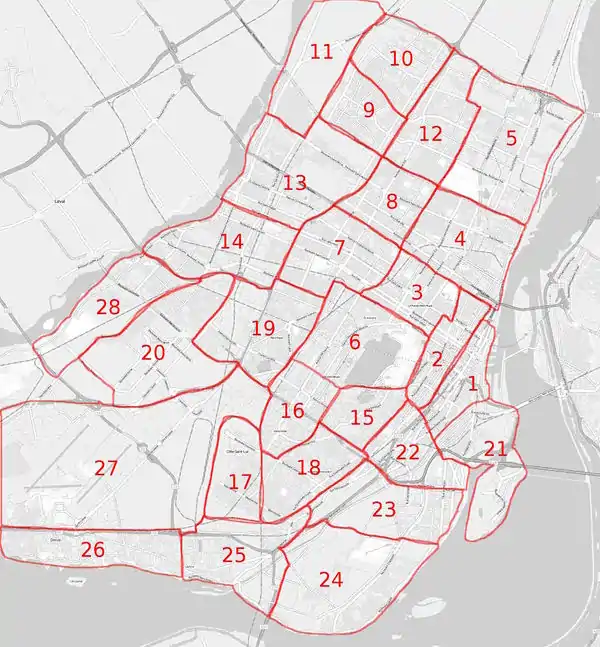 Area to be mapped divided into sectors, using major roads