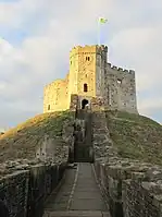 Normanský keep na hradě v Cardiffu