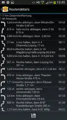 Routendetails für Navigation