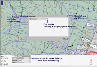 neue Relation - Eingabefenster