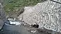 Road cut through glacier in Naran, Pakistan