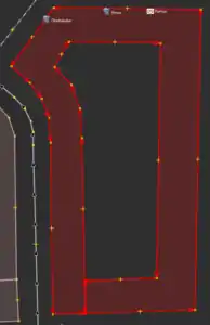 The wrong way in JOSM with the relevant selected points.