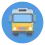 a yellow bus on a blue background