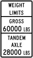 Texas:maxweight=60000 lbsmaxbogieweight=28000 lbs(specify unit as pounds)
