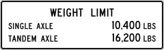 Texas:maxaxleload=10400 lbsmaxbogieweight=16200 lbs