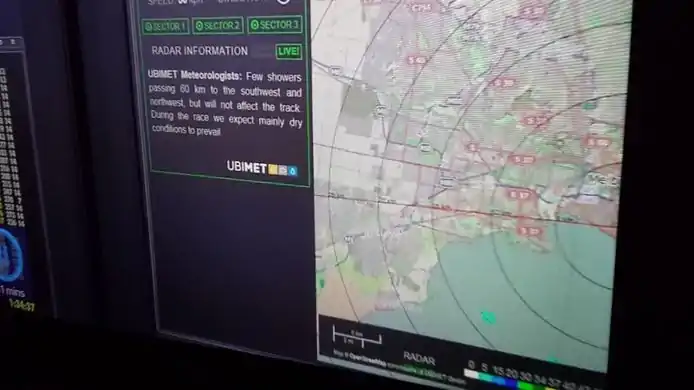 F1 weather radar with an OSM map as basemap