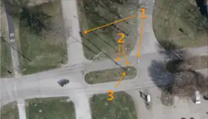 Spotting a pole-mounted siren in 6-inch orthoimagery:Rotating hornBattery backupBase (where to place the node)