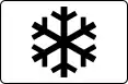 Black snowflake on white rectangle