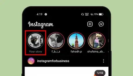 Image titled Instagram story shortcut.png