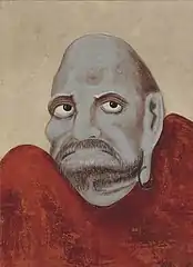 Western shading techniques applied to Buddist theme by Hasegawa Nobukata, called "Daruma" or "Bodhidharma." Edo period, early 17th century.