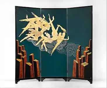 Fortissimo; by Séraphin Soudbinine; 1925–1926; lacquered wood, eggshell, mother-of-pearl, and gold; 248.9 x 88.9 x 3.8&nbsp;cm; Metropolitan Museum of Art (New York City)