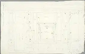 Schéma de l'élévation de la galerie, Stockholm NMH CC 2855