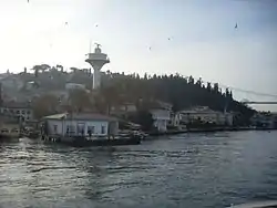 A view of Kanlıca with the Bosphorus ferry pier and Fatih Sultan Mehmet Bridge at right