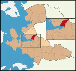 Location of Karşıyaka within Izmir Province