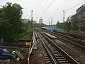 Station platform behind the overpass