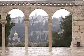 The eastern colonnade (midground: Church of Mary Magdalene)