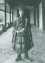 Khải Định of Nguyễn dynasty wearing a miện quan