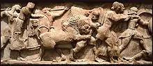 Frieze of the Siphnian Treasury, Delphi, depicting a Gigantomachy, c. 525 BC, Delphi Archaeological Museum