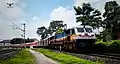 12424 Dibrugarh Town Rajdhani Express departing Katihar Junction
