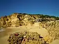 Cliffs and beach bar.