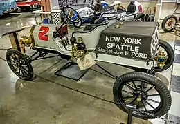1909 model T speedster – announced winner of the 1909 Ocean to Ocean race, disqualified because of an engine change.