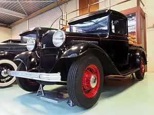 1933 Ford Model 46 (V-8) half ton pick up truck (1933). The BB is similar; the only outside difference is lack of the V-8 emblem on the headlamp support bar.