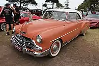 1952 Chevrolet Bel Air 2-door Hardtop. This Picture shows the Bel Air with the optioned "styleline package that adds special equipment. And a $70 price jump from the Base $2,006.