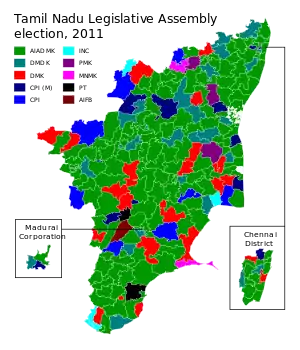 Election map of results based on parties
