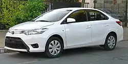 Sedan: most Asian, Latin American and Caribbean markets from 2013. .mw-parser-output .hatnote{font-style:italic}.mw-parser-output div.hatnote{padding-left:1.6em;margin-bottom:0.5em}.mw-parser-output .hatnote i{font-style:normal}.mw-parser-output .hatnote+link+.hatnote{margin-top:-0.5em}Main article: Toyota Vios (XP150)