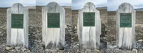 (L-R) The Franklin Camp graves of John Torrington, William Braine, John Hartnell and Thomas Morgan.