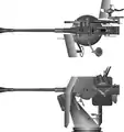 A single 3.7&nbsp;cm Flak M42U gun on the LM 43U mount.
