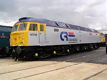 Class 47/3 No. 47&nbsp;316 Cam Peak, carrying the livery of Cotswold Rail