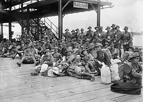 Image 46The 10th Reinforcements of the 5th Pioneers at Port Melbourne prior to embarkation, October 1917 (from History of the Australian Army)