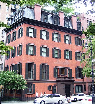 19 Gramercy Park South, built in 1845 and remodeled in 1887 for Stuyvesant Fish. John Barrymore lived here while working on Broadway.