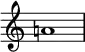  {
\override Score.TimeSignature #'stencil = ##f
\relative c'' { 
  \time 4/4 a!1
} }

