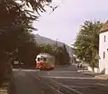 The AOMC left Monthey as a street tramway