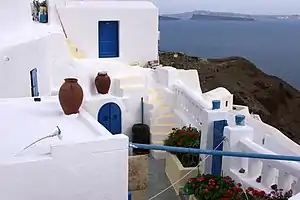 Thick walled, white washed houses commonly found on many of Greece's Aegean Islands.