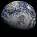 This composite image of southern Africa and the surrounding oceans was captured by six orbits of the satellite.