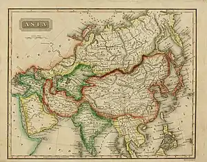 1825 map of Asia by Sidney Edwards Morse.