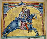 Alfonso IX of León,  illustration of the Tumbo A. -Romanesque illuminated manuscripts-