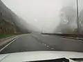 The Adelaide–Crafers Highway on a foggy day.
